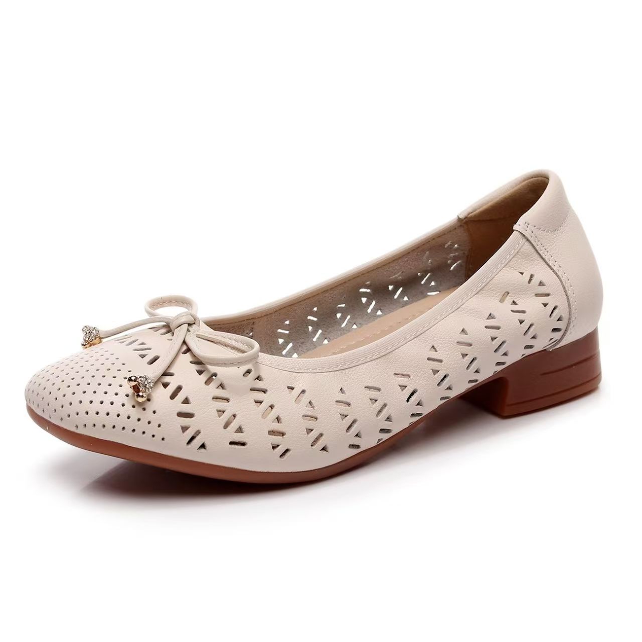 여성용 천연 가죽 펀칭 리본 누드 샌들 봄 여름 신상  - Casual Sandal Leather 리뷰 및 가격