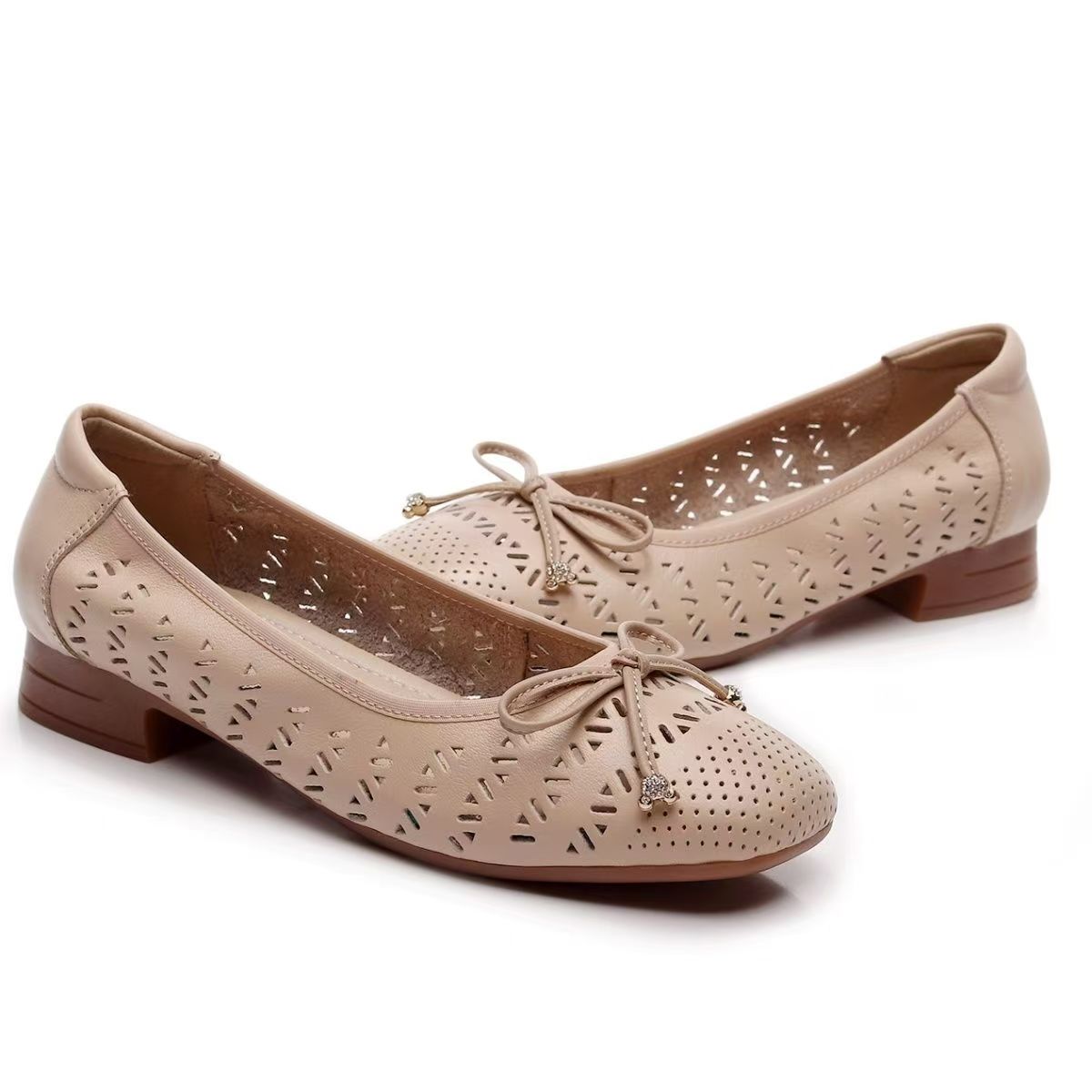 여성용 천연 가죽 펀칭 리본 누드 샌들 봄 여름 신상  - Casual Sandal Leather 리뷰 및 가격